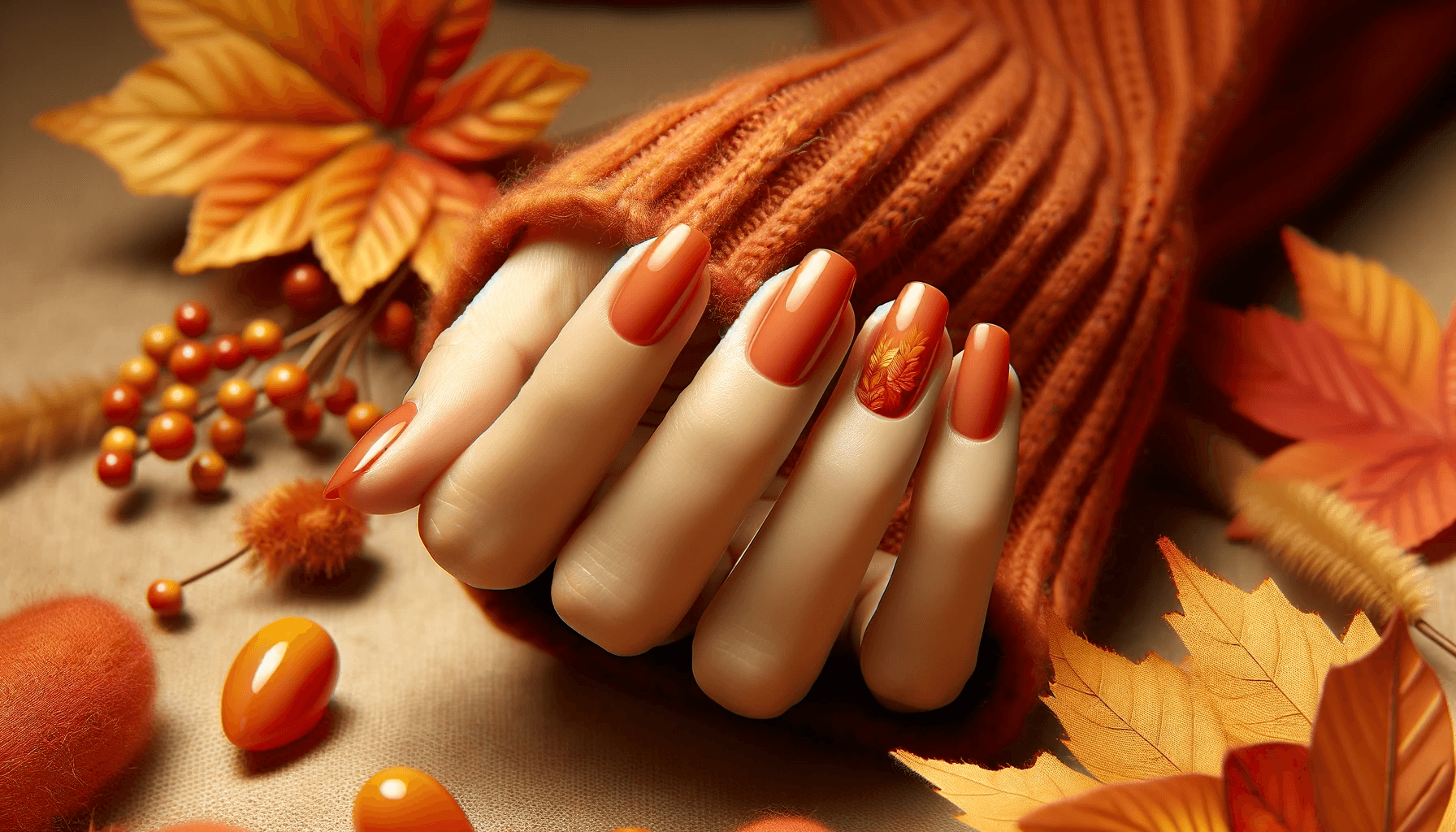 pomarańczowe intensywne paznokcie