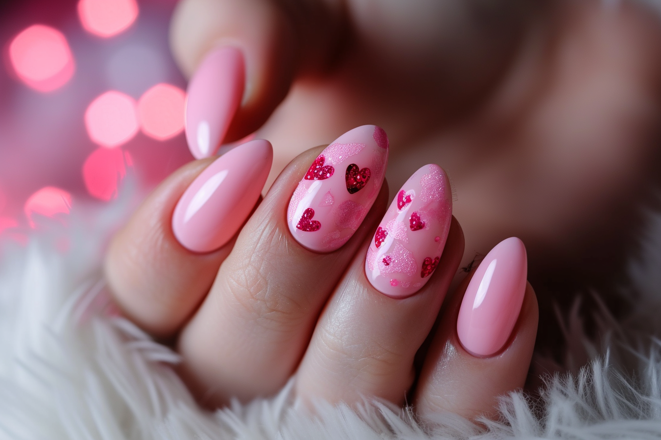 flirtujące różowe paznokcie na walentynki