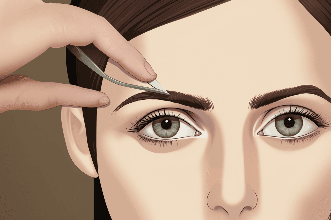 w trakcie regulacji brwi pęsetą