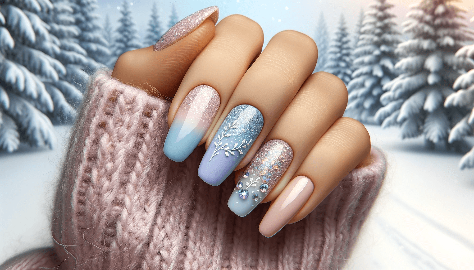 zimowe wzory i ozdoby paznokci w modzie