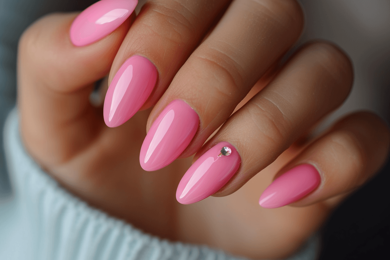 paznokcie w kolorze klasycznego różu na walentynki