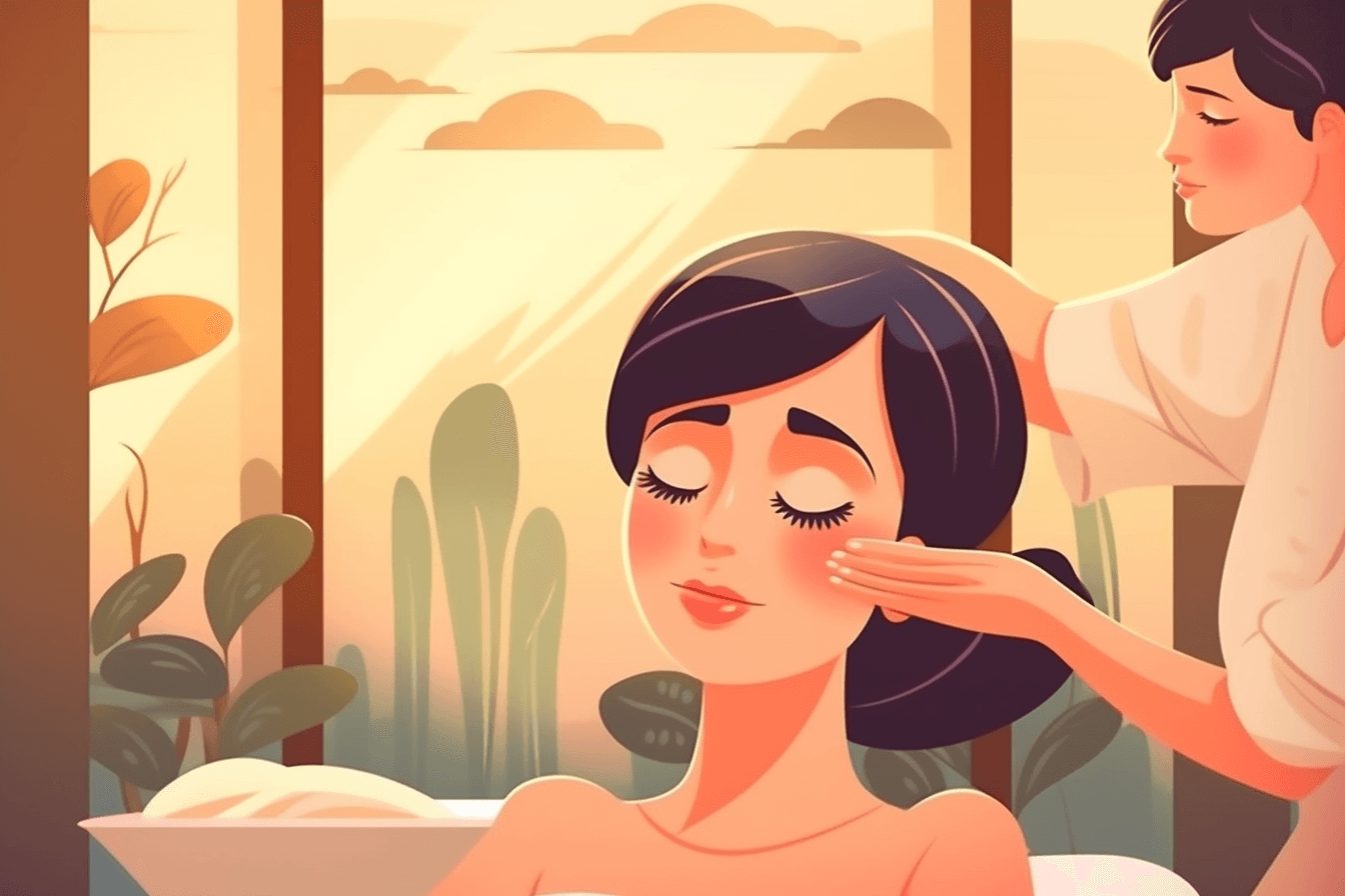 japoński liftingujący masaż twarzy kobido jako kreskówka