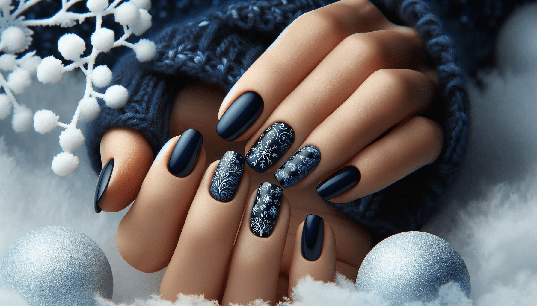 modne paznokcie niebieskie na zimę 2023