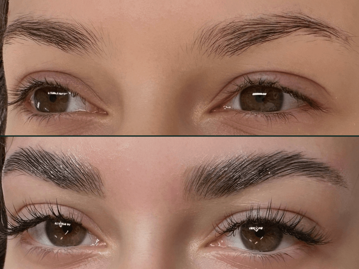 laminowanie brwi w Krakowie efekt przed i po
