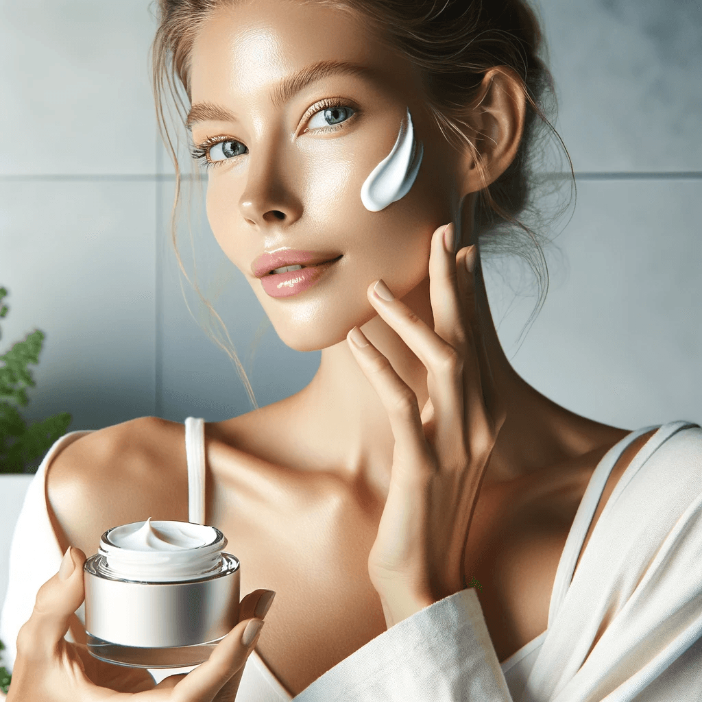 kobieta w trakcie nawilzania twarzy