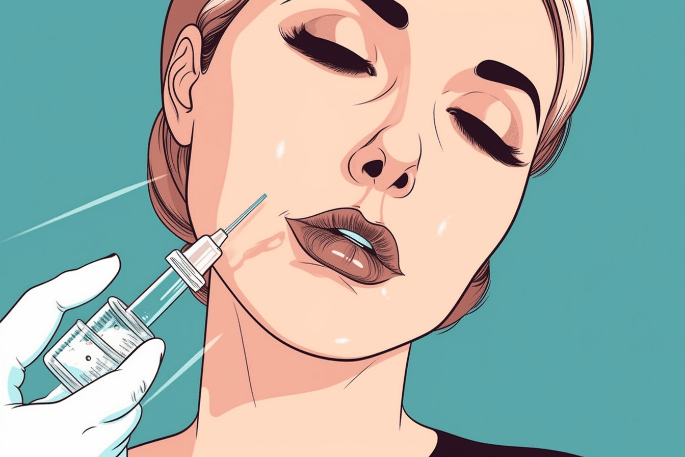 kreskówka pokazująca kosmetologa wstrzykującego preparat w trakcie mezoterapi igłowej