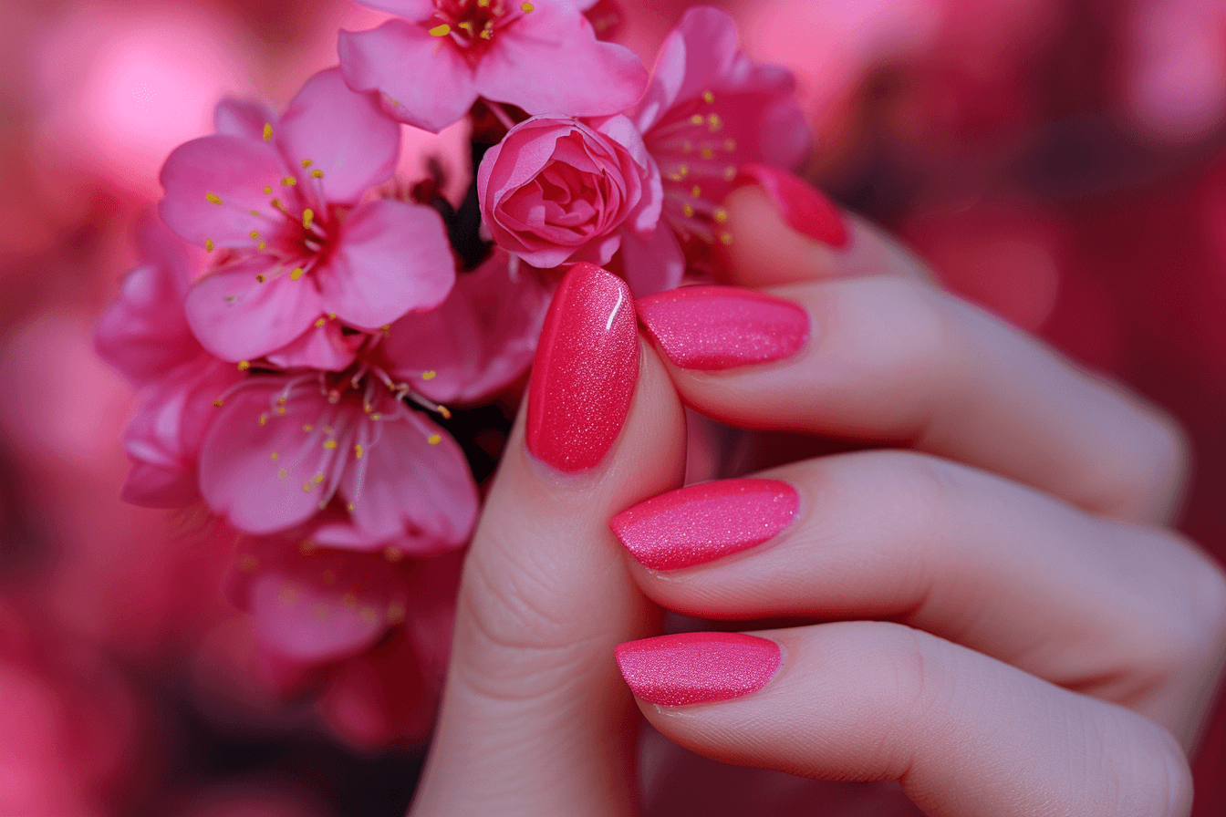 rozowe paznokcie z serduszkami na walentynki 2024