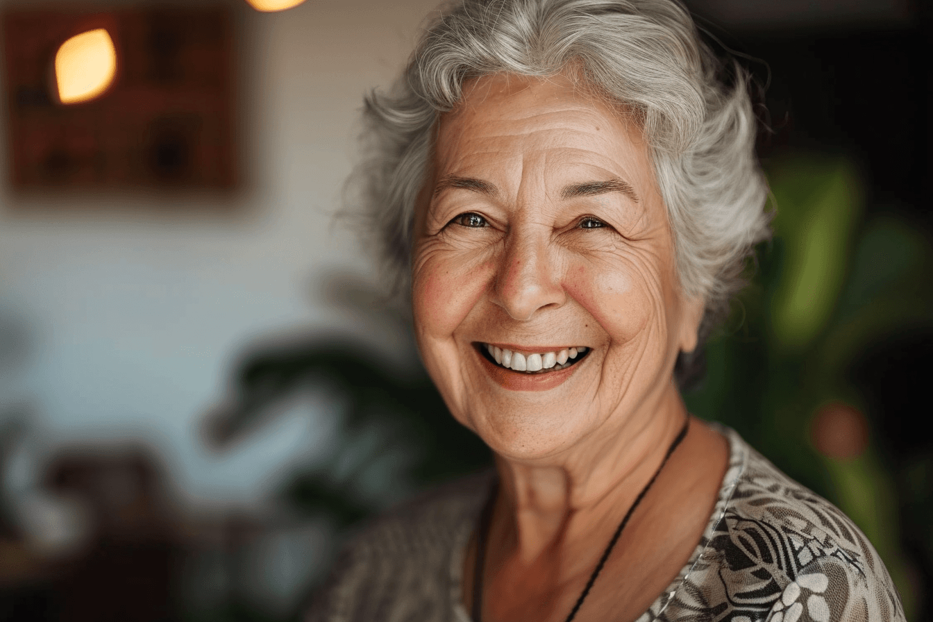 szczesliwa babcia ktora dostala prezent na dzien babci i dziadka