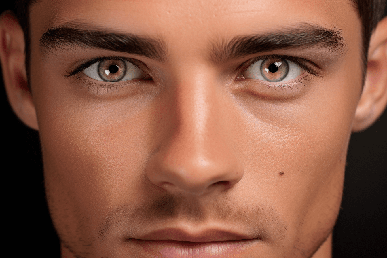 męska twarz po depilacji brwi woskiem