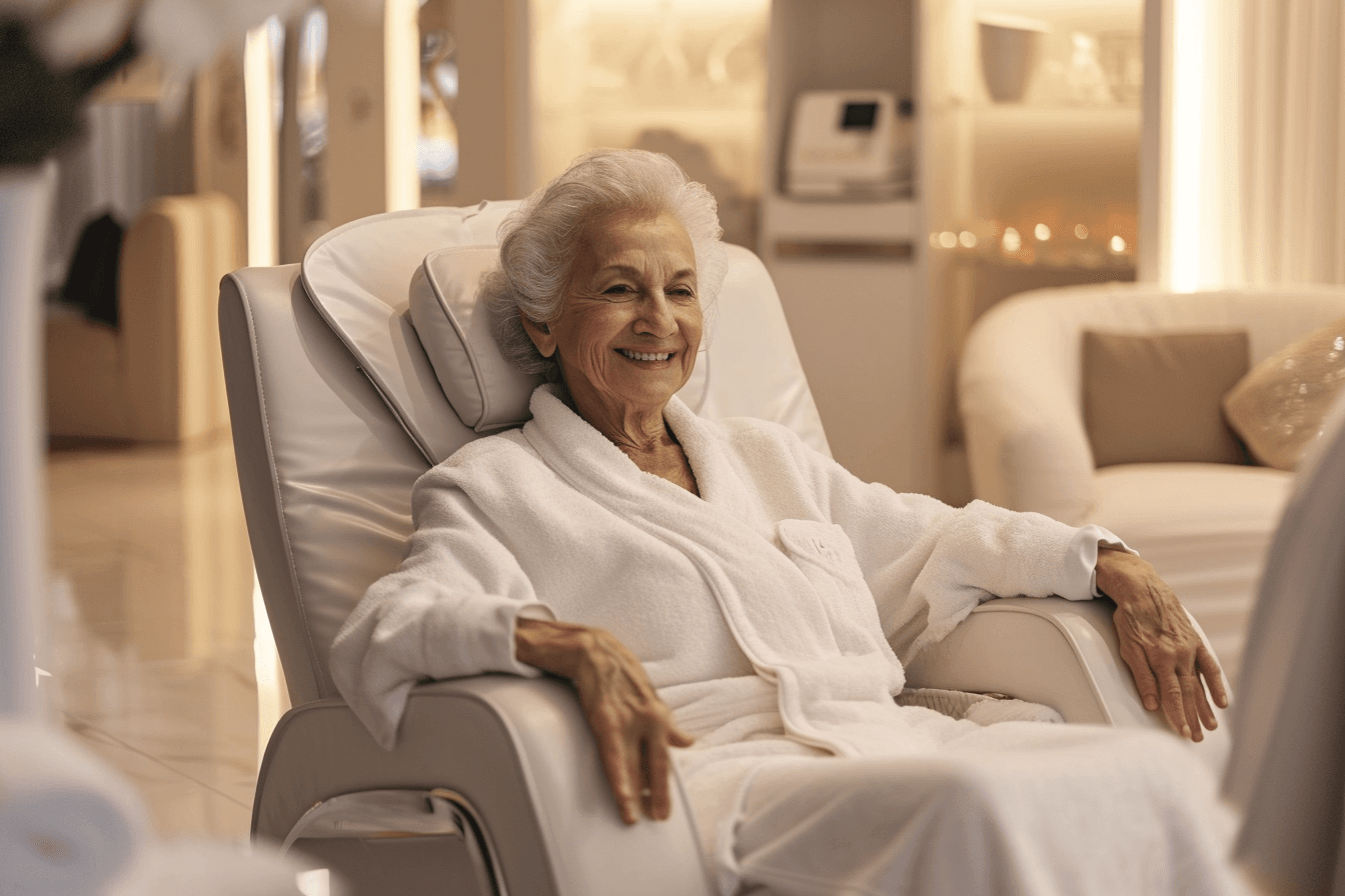 babcia w salonie kosmetycznym na zabiegach sa