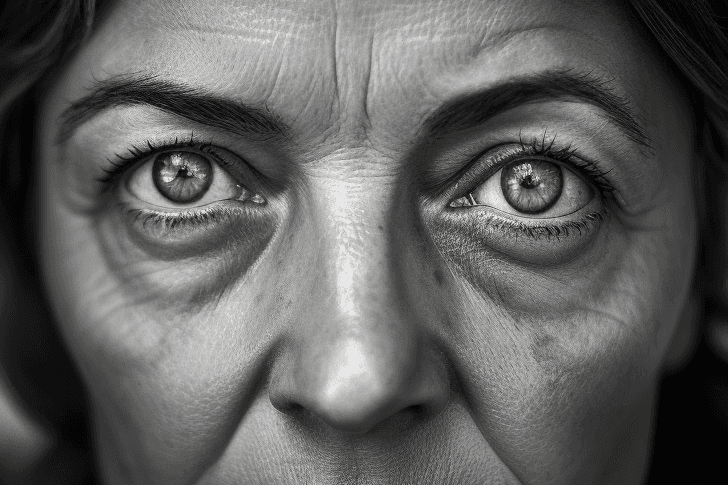 kobieta z workami pod oczami
