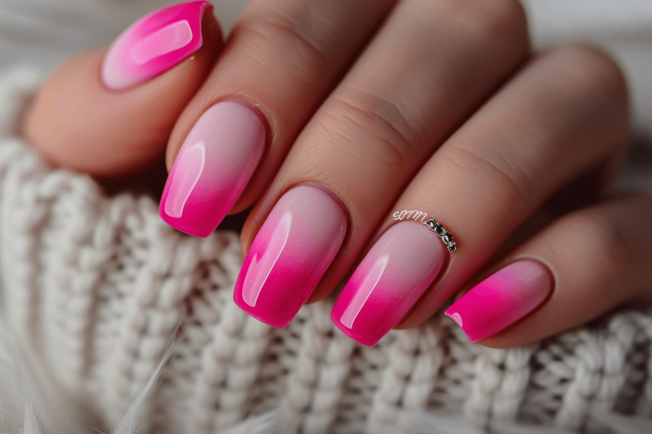 rozowe paznokcie ombre na walentynki