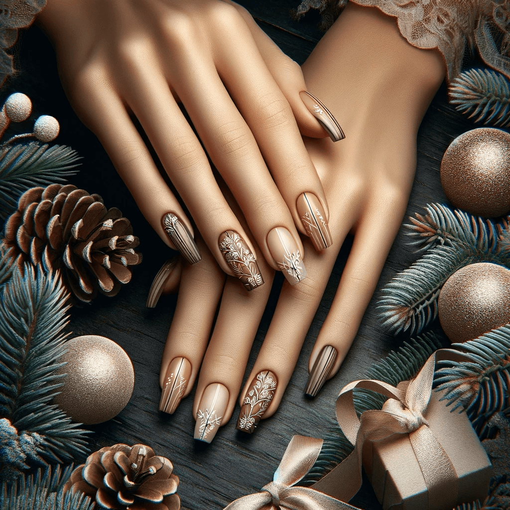 modne paznokcie na świeta z delikatnymi wzorami